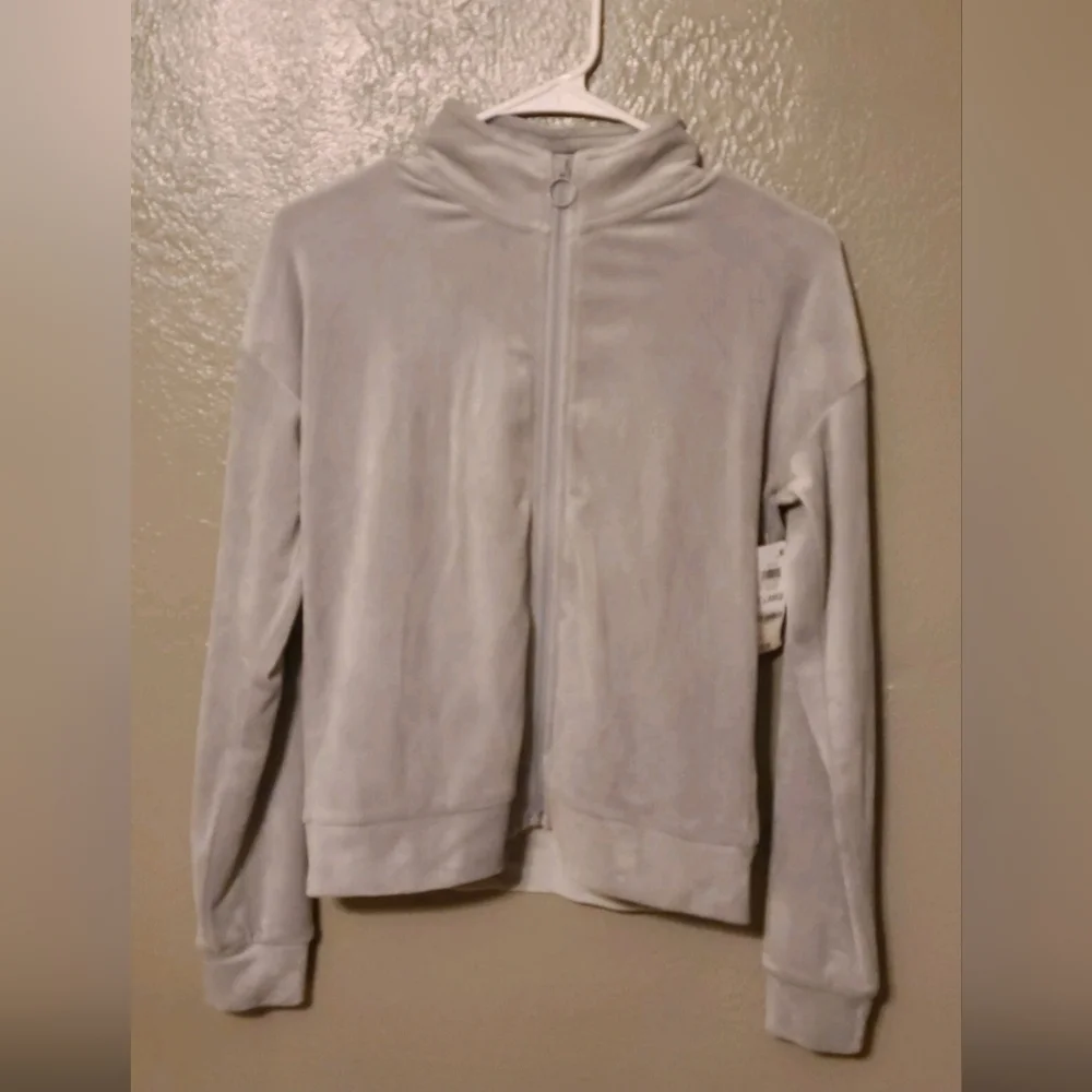 Ideology girls velour gray XL full zip lightweight jacket NWT